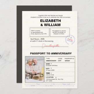 Invitation Passport moderne 50e anniversaire