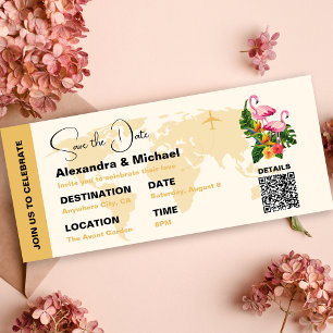 Invitation Passport moderne Noir et Or Enregistrer la date In
