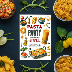 Invitation Pasta Aquarelle fête d'anniversaire