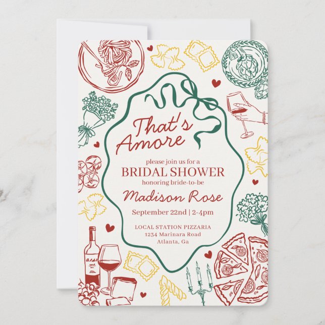 Invitation Pasta Thats Amore Italian Brunch Bridal Shower (Devant)