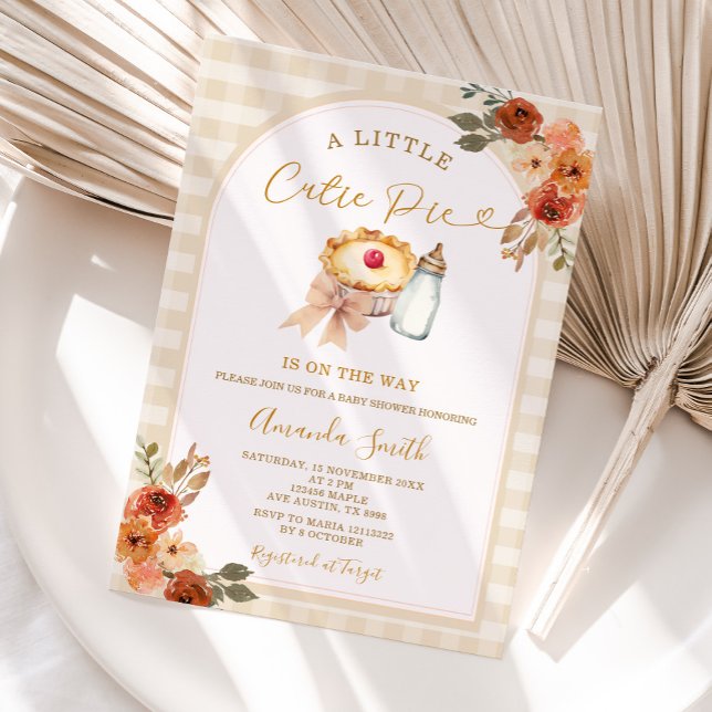 Invitation Pastel A Little Cutie Pie En vichy Fall Baby showe (Créateur téléchargé)