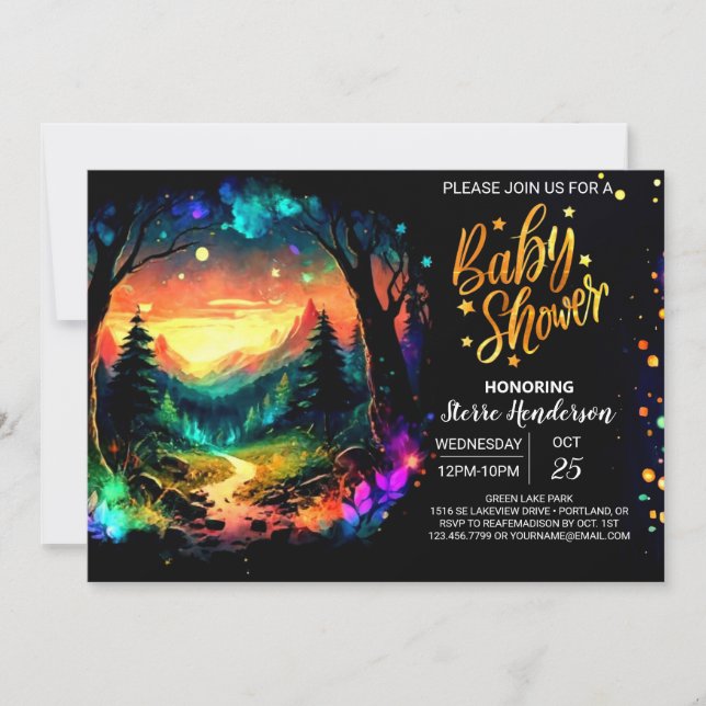 Invitation Pastel Adventure Attend Le Baby shower Whimsical (Devant)