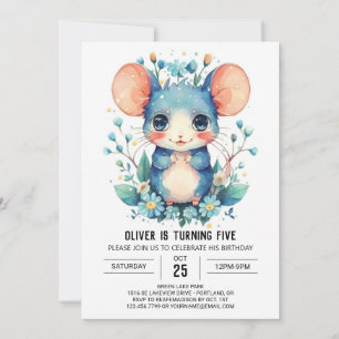 Invitation Pastel Adventure Mouse Anniversaire