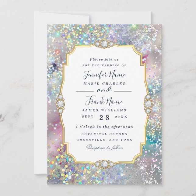 Invitation Pastel Alcohol Enk Holographic Parties scintillant (Devant)