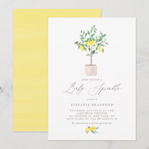 Invitation Pastel Aquarelle Citron Arbre Été Bébé Parsemer