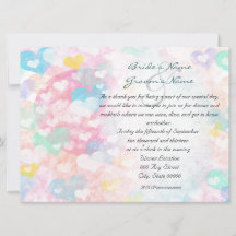 Pastel Aquarelle Coeurs Répétition Dîner Invitatio