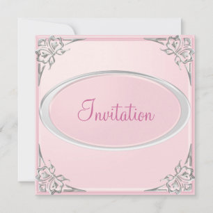 Invitation Pastel Baby Pink Silver Butters Event