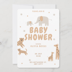 Invitation Pastel Beige mignon Baby shower illustratif