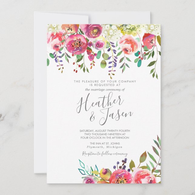 Invitation Pastel Blooms Imaginaire Floral Mariage (Devant)