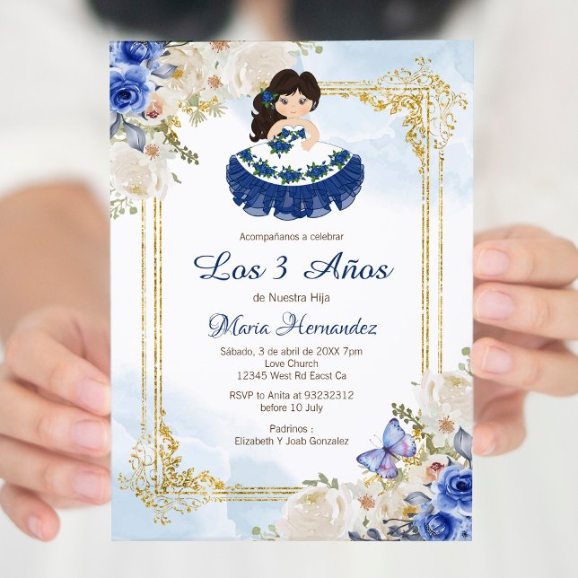 Invitation Pastel Blue 4 Mexicaine Tres Anos Invitacion (Créateur téléchargé)
