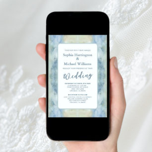 Invitation Pastel Blue Boho Digital Wedding Inviter QR Code