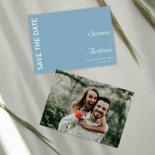 Invitation Pastel Blue Minimalist Plain Chic Artsy Mariage