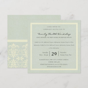 INVITATION PASTEL BLUE WHITE DAMASK ÉVÉNEMENT D'ATELIER CLASS