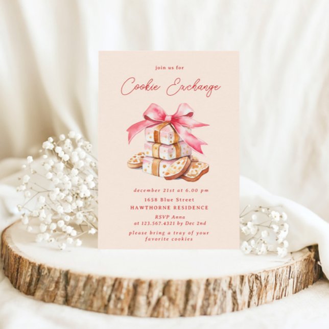 Invitation Pastel Blush Cookie Exchange Noël Party (Créateur téléchargé)