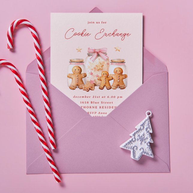 Invitation Pastel Blush Cookie Exchange Noël Party (Créateur téléchargé)