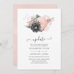 Invitation Pastel Blush Rose & Charcoal Floral Mariage Mise à