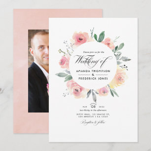 Invitation Pastel Blush rose Mariage photo