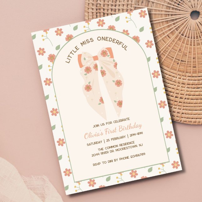 Invitation Pastel Boho Bow Anniversaire Bash (Créateur téléchargé)