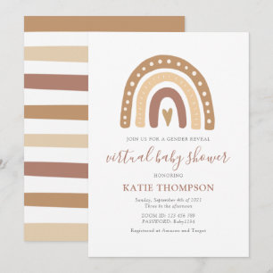Invitation Pastel Brown Rainbow Baby shower de révélation de