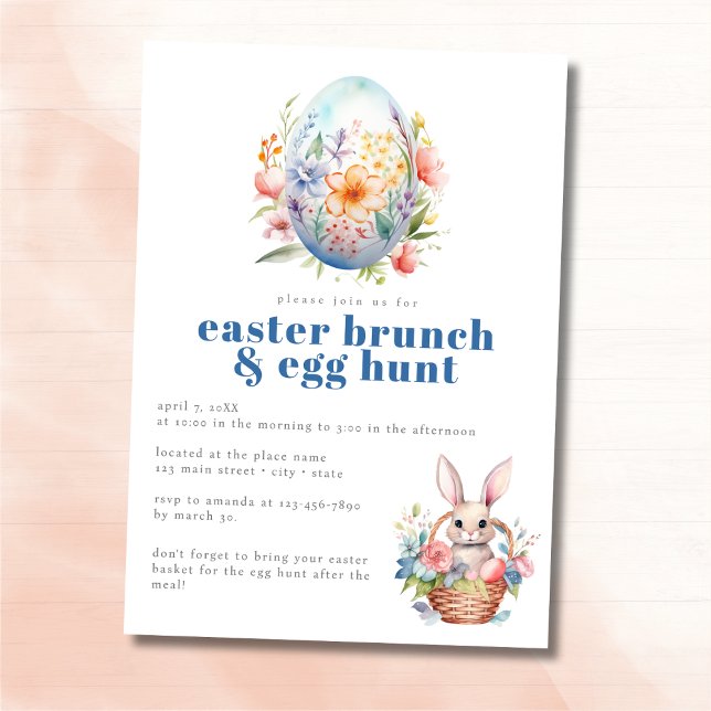 Invitation Pastel Brunch de Pâques et chasse aux oeufs Oeuf F (Créateur téléchargé)