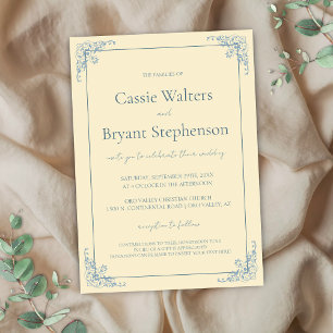 Invitation Pastel Butter Jaune Dusty Bleu Mariage minimaliste