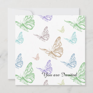Invitation Pastel Butterflies Anniversaire