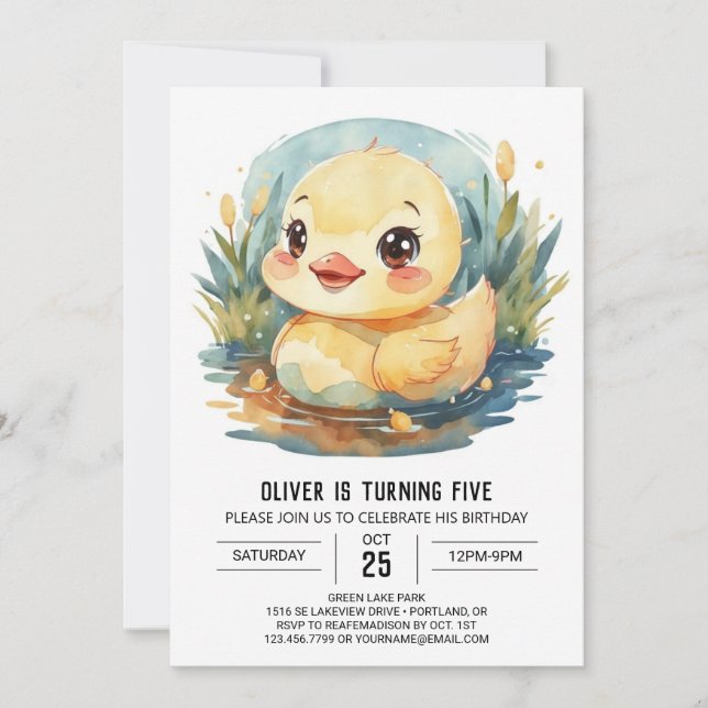 Invitation Pastel Canard pour enfants Anniversaire (Devant)
