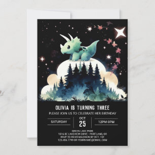 Invitation Pastel Chic Triceratops Anniversaire