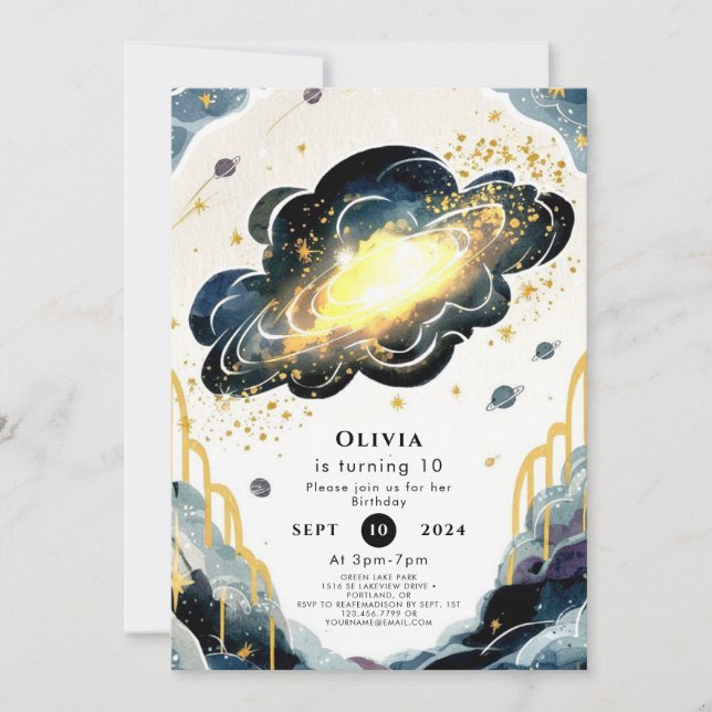 Invitation Pastel Children Space Anniversaire (Devant)