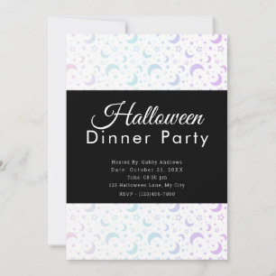 Invitation Pastel Crescent Moons Étoiles Dîner d'Halloween