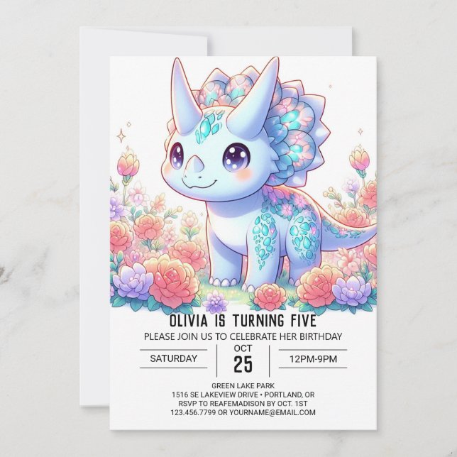 Invitation Pastel Custom Dinosaur Digital Anniversaire (Devant)