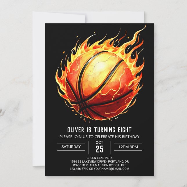 Invitation Pastel Custom Net Basketball Anniversaire (Devant)