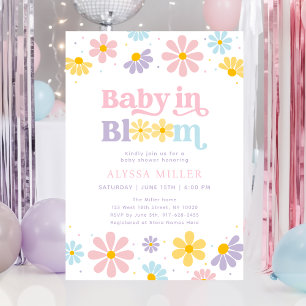 Invitation Pastel Daisy Baby dans le Baby shower en fleurs