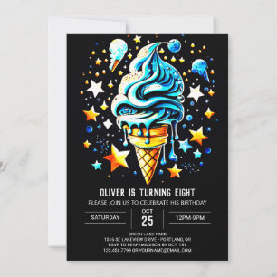 Invitation Pastel Digital Chic Boy Crème glacée Anniversaire