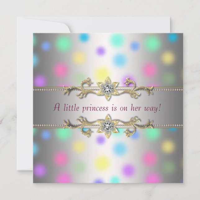 Invitation Pastel Dots Princeess Baby shower (Devant)