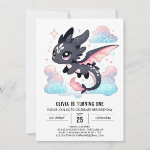 Invitation Pastel Dragon 1er anniversaire