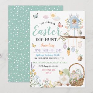 Invitation Pastel Easter Egg Hunt Gnomes