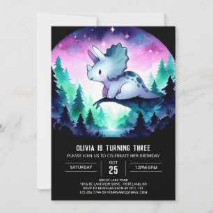 Invitation Pastel Editable Triceratops Anniversaire