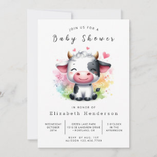 Invitation Pastel Elegant Baby shower simple Vache