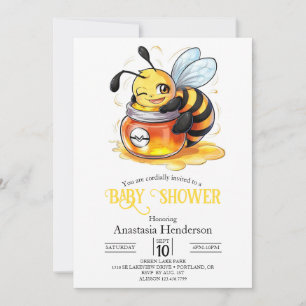 Invitation Pastel Enchanted Bee Baby shower