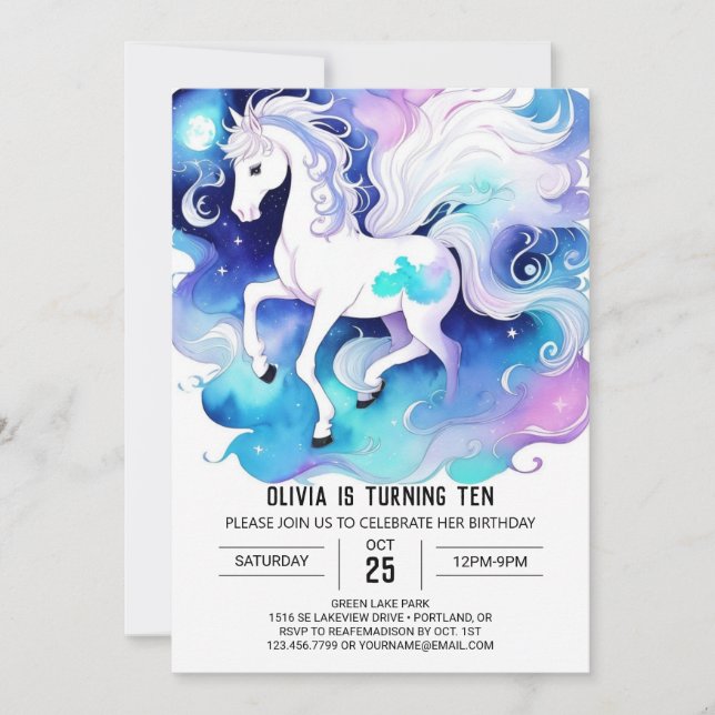 Invitation Pastel Enfants Horse Anniversaire (Devant)