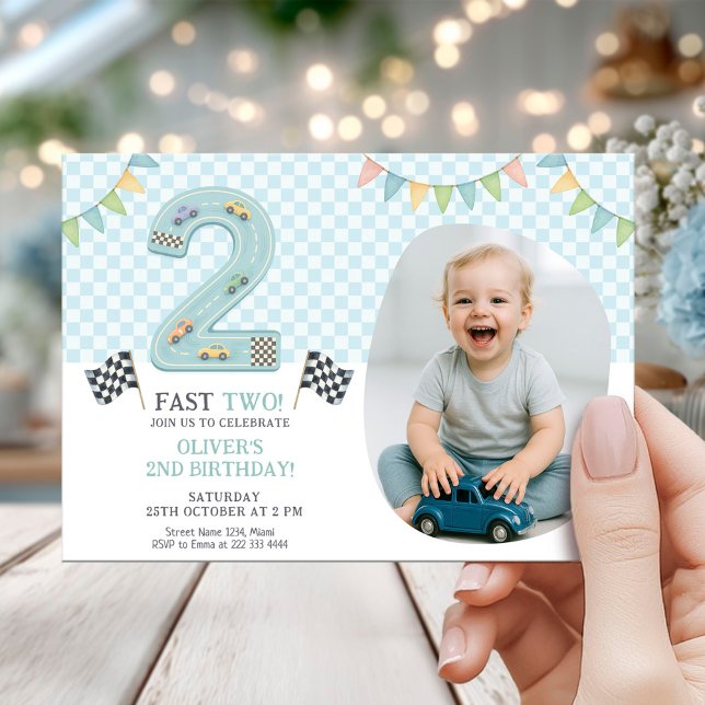 Invitation Pastel Fast Two Birthday Race (Créateur téléchargé)