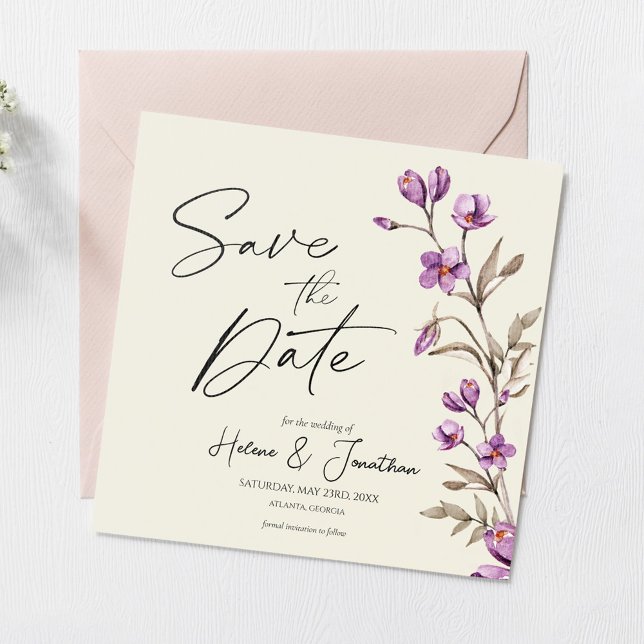 Invitation Pastel Fleur sauvage Boho Wedding Enregistrer La D (Créateur téléchargé)
