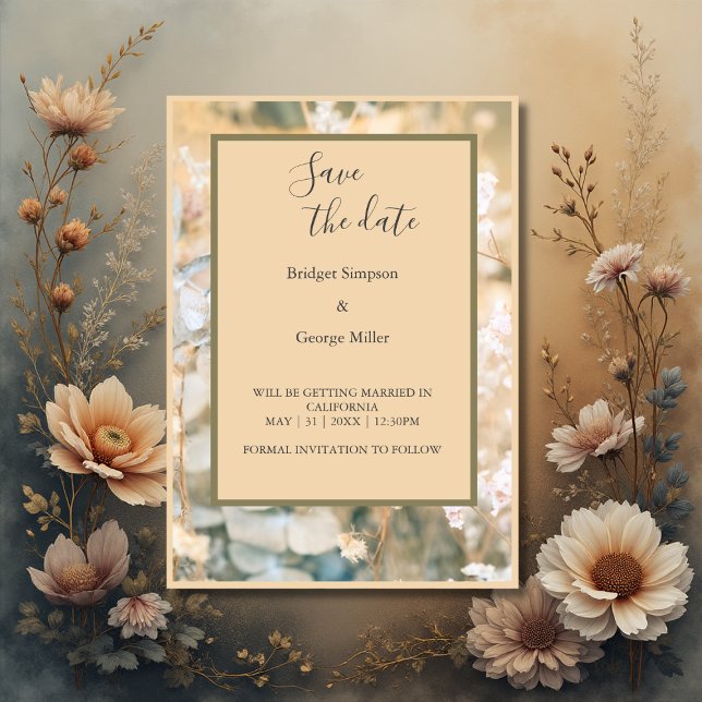 Invitation Pastel Fleur sauvage Meadow Mariage sûr date (Créateur téléchargé)
