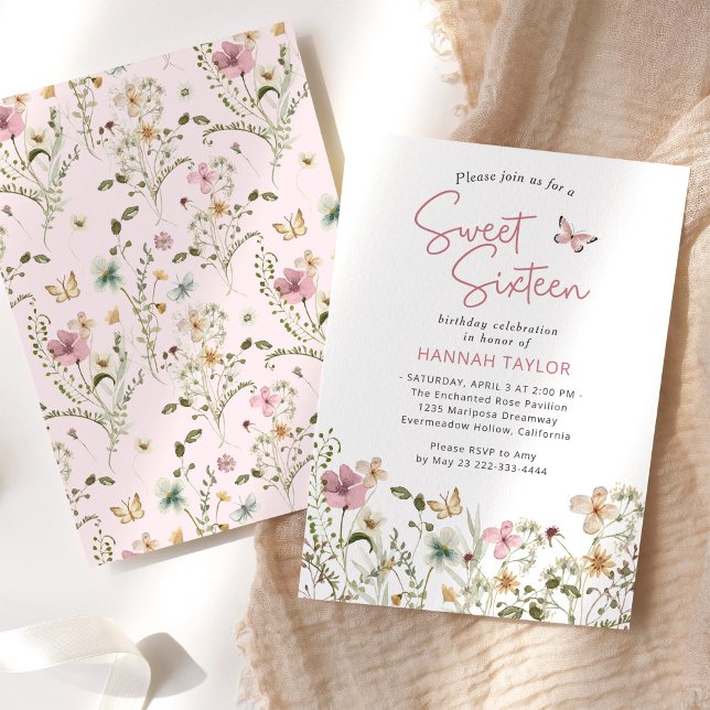 Invitation Pastel Fleur sauvage Spring Sweet 16 (Créateur téléchargé)