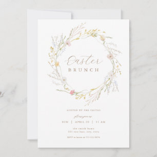Invitation Pastel Fleur sauvage Wreath Pâques Brunch Invitati