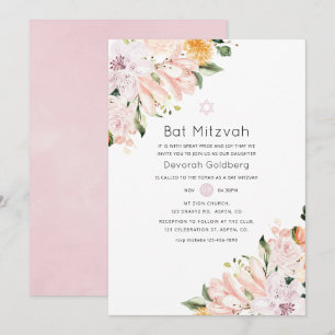 Invitation Pastel Floral Bat mitzvah