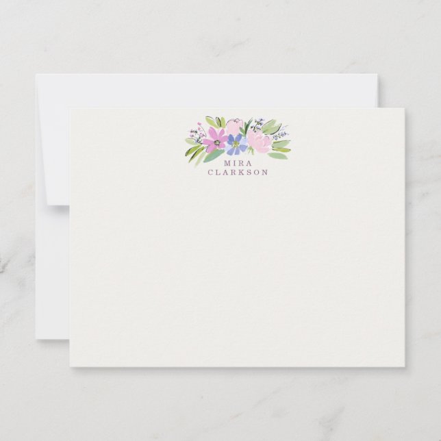 Invitation Pastel Floral Bouquet Note Card (Devant)