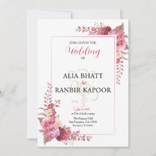 Invitation Pastel Floral Frame Mariage indien