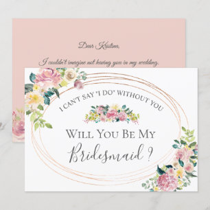 Invitation Pastel Floral Oval Frame Serez-Vous Ma Femme D'Acc